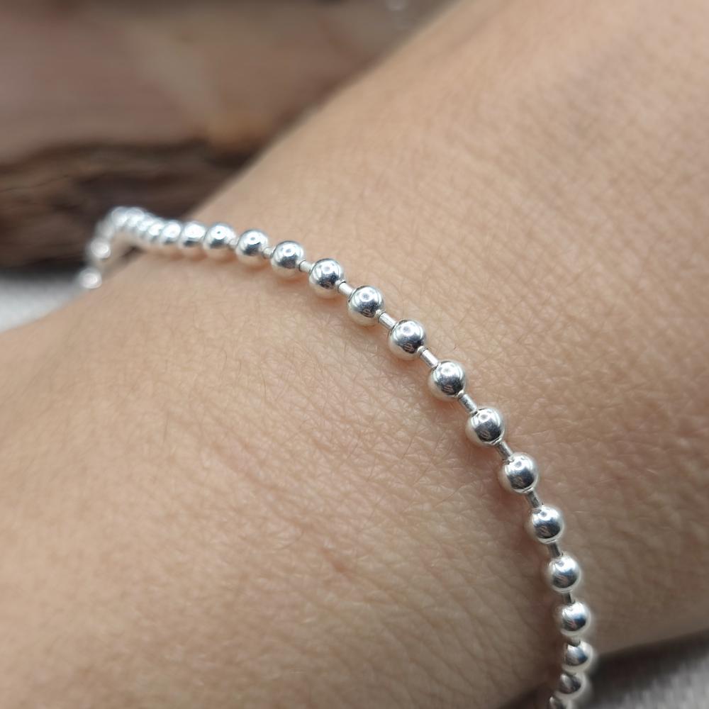 BRACCIALE artigianale con sfere in argento 925 - NALGONDA