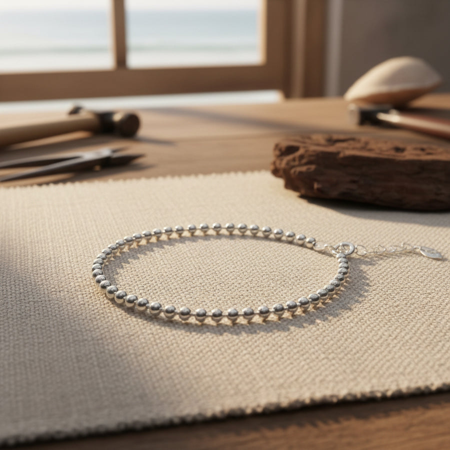 BRACCIALE artigianale con sfere in argento 925 - NALGONDA