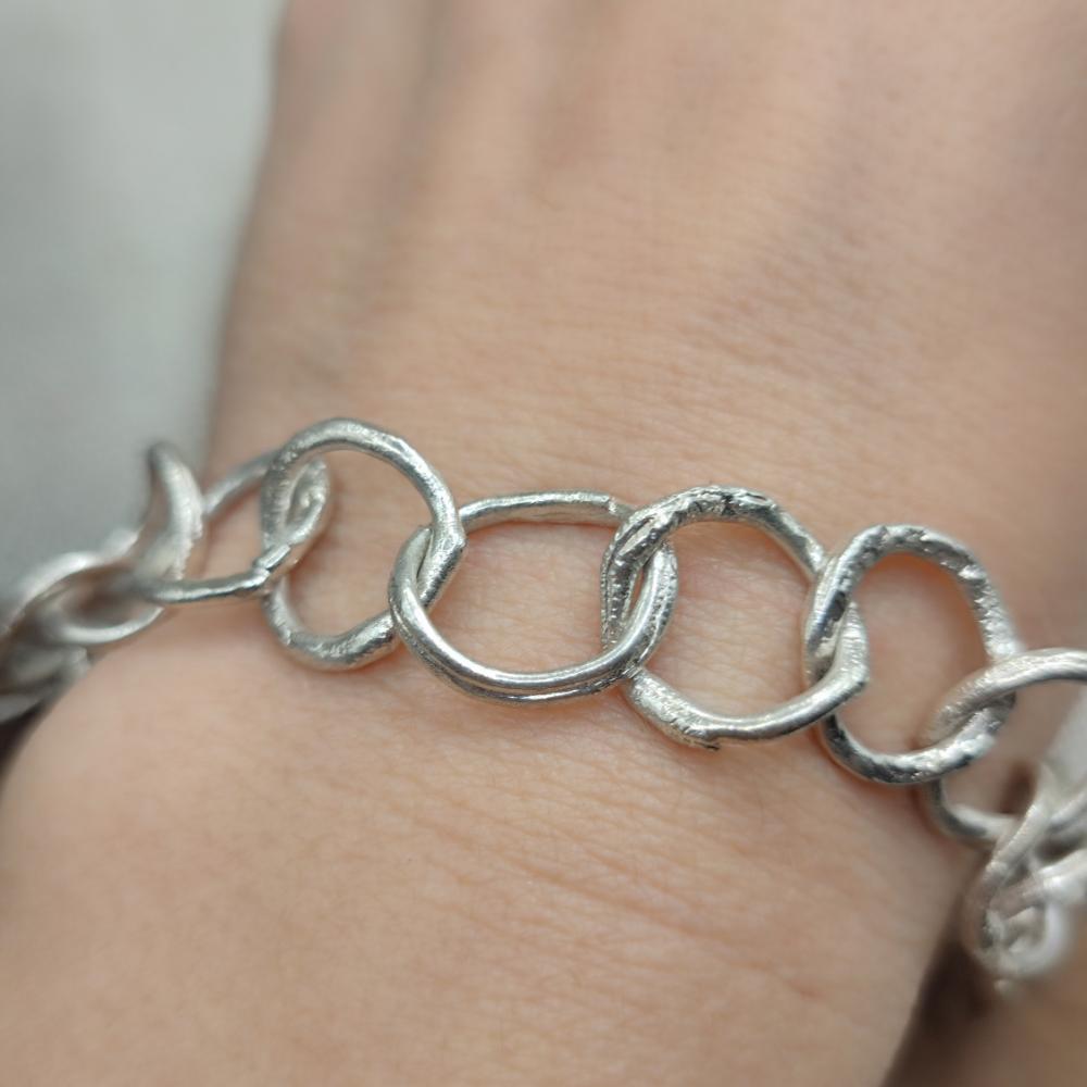 Bracciale morbido in argento 925 artigianale - CERCHIO DELLA VITA