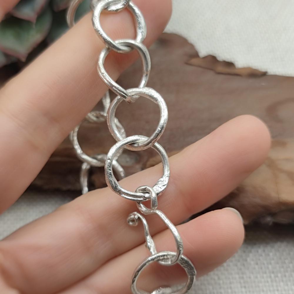 Bracciale morbido in argento 925 artigianale - CERCHIO DELLA VITA