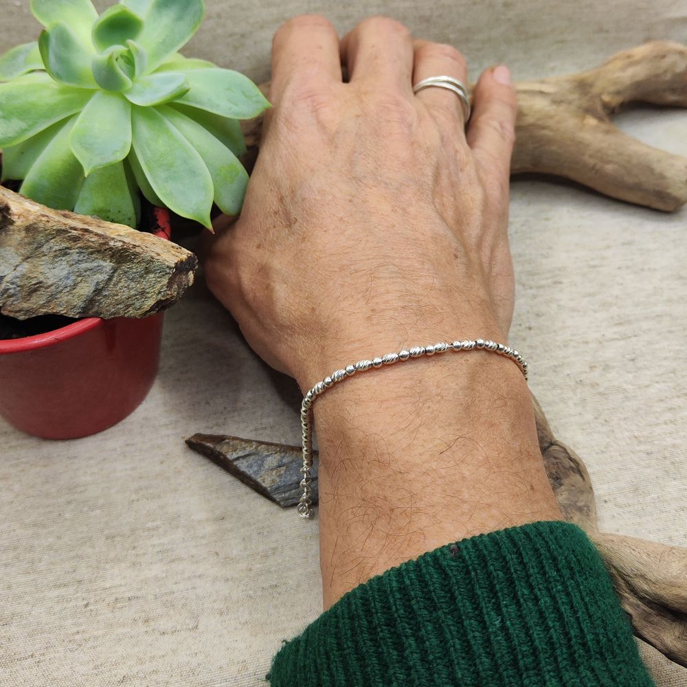 BRACCIALE ARGENTO catena a olive diamantate - APHRODITE