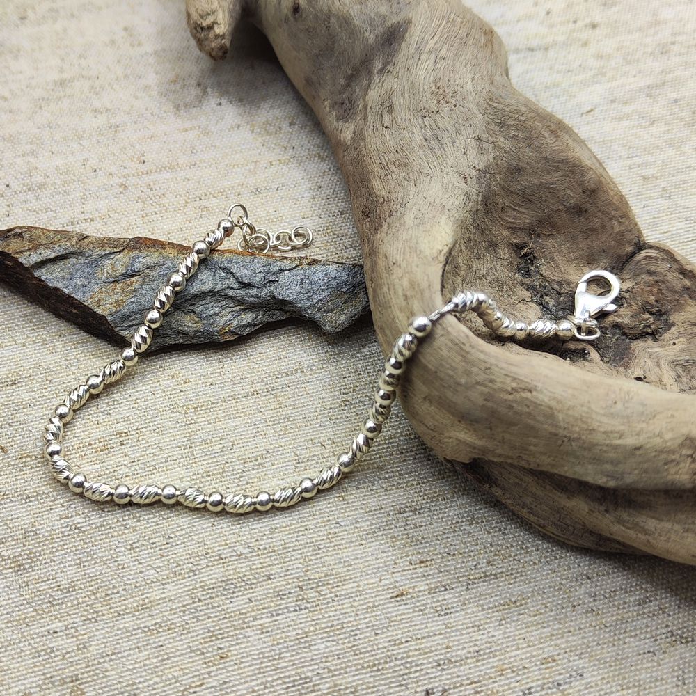 BRACCIALE ARGENTO catena a olive diamantate - APHRODITE