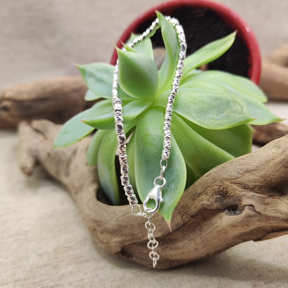 BRACCIALE ARGENTO catena a cilindri diamantati - DAVID