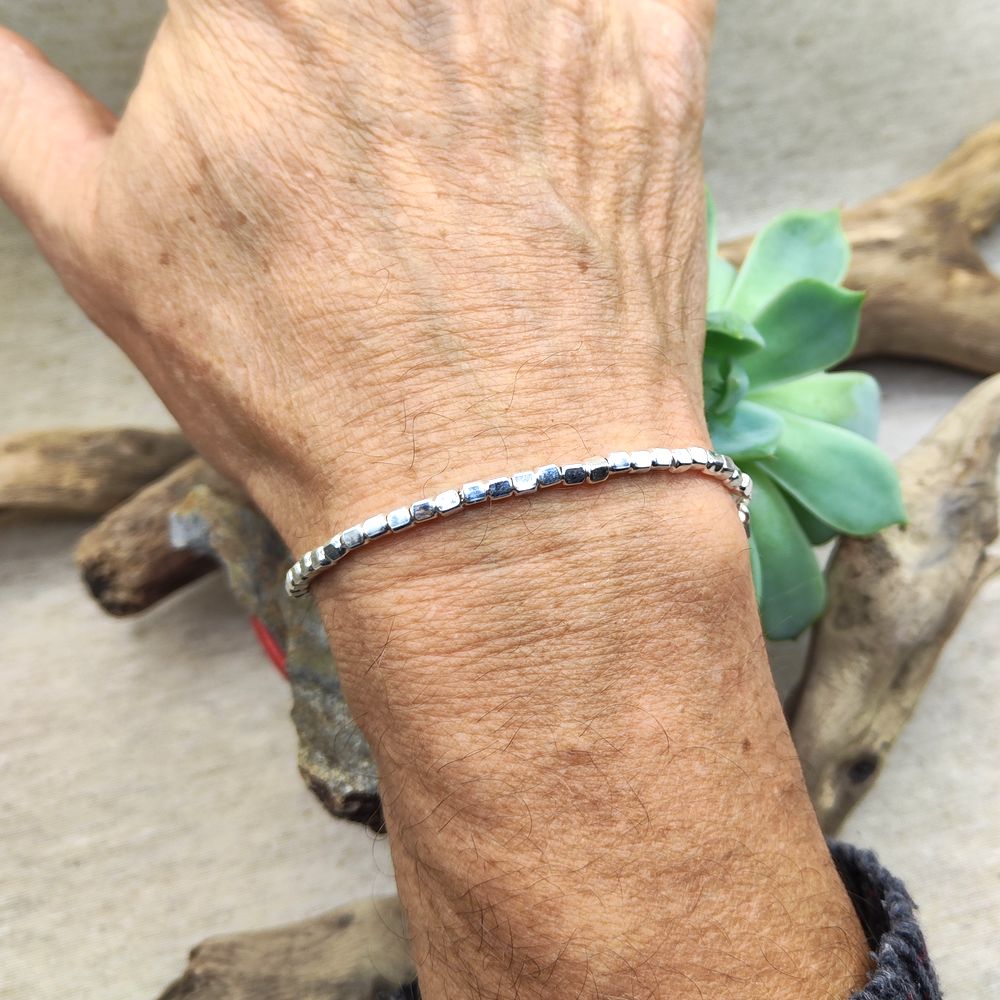 SILBERARMBAND, facettierte Nuggets – HARIDWAR