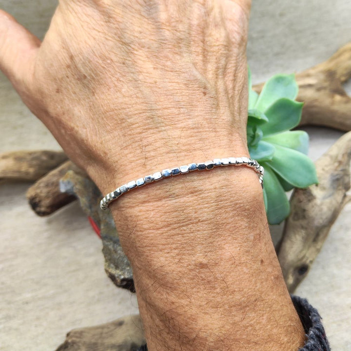 SILBERARMBAND, facettierte Nuggets – HARIDWAR