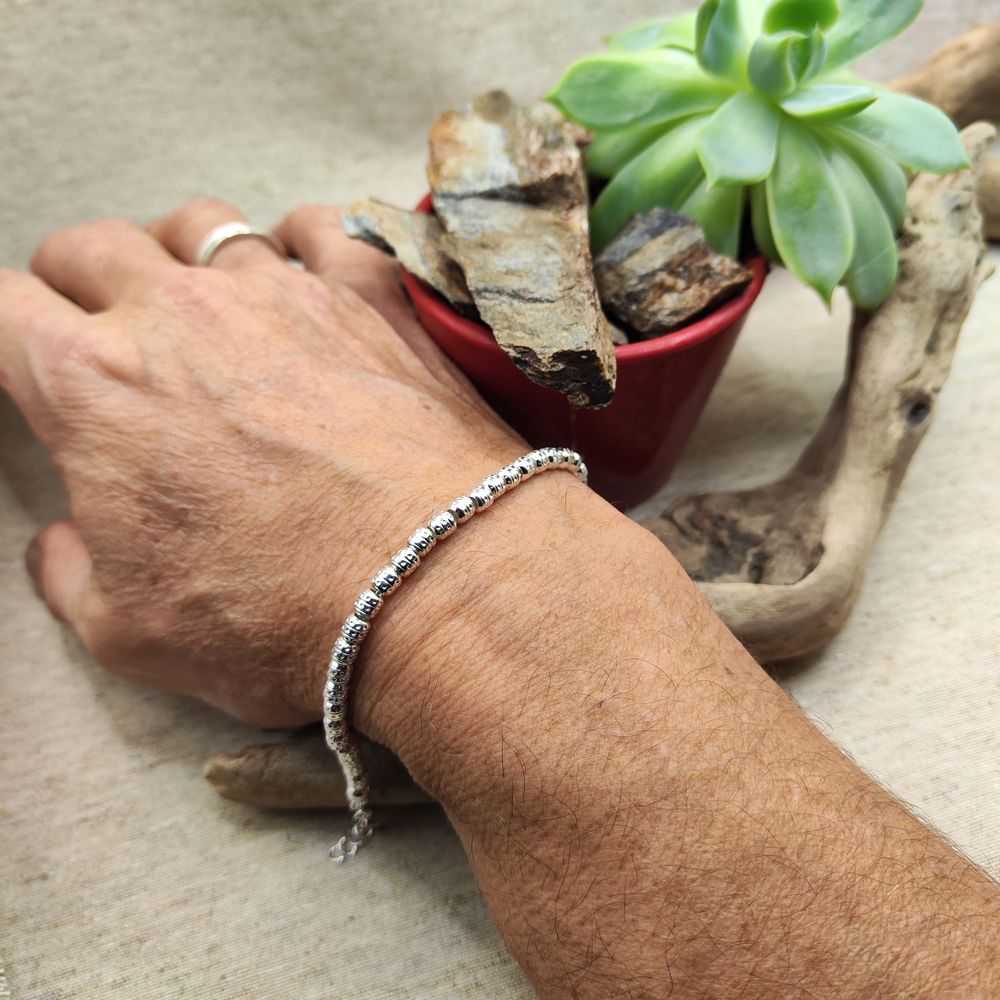 BRACCIALE ARGENTO catena a cilindri diamantati - NIAMBI