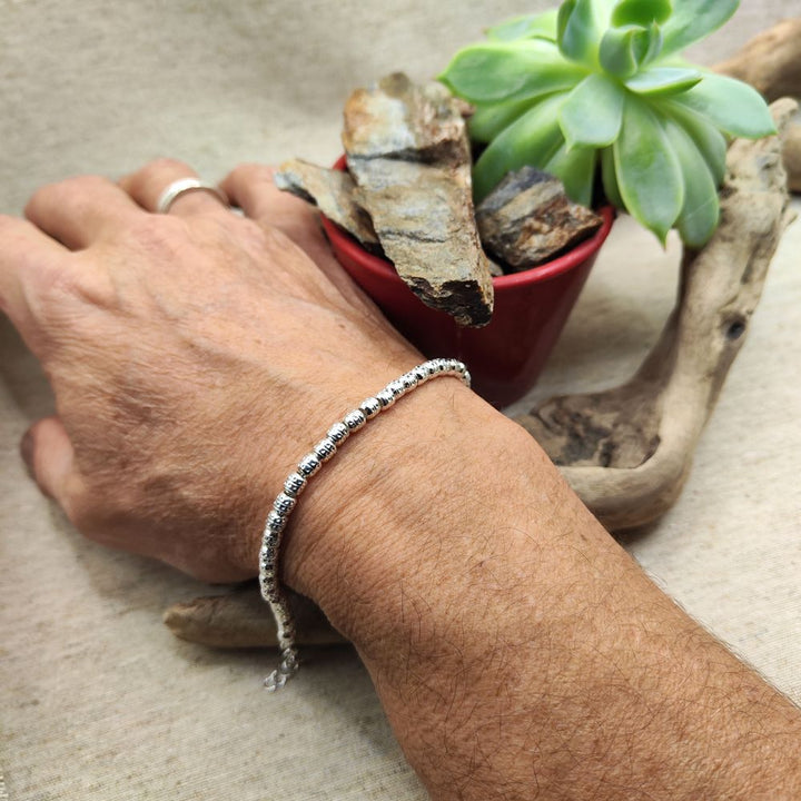 BRACCIALE ARGENTO catena a cilindri diamantati - NIAMBI