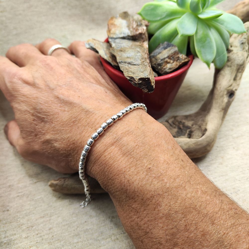 BRACCIALE ARGENTO catena a cilindri diamantati - NIAMBI