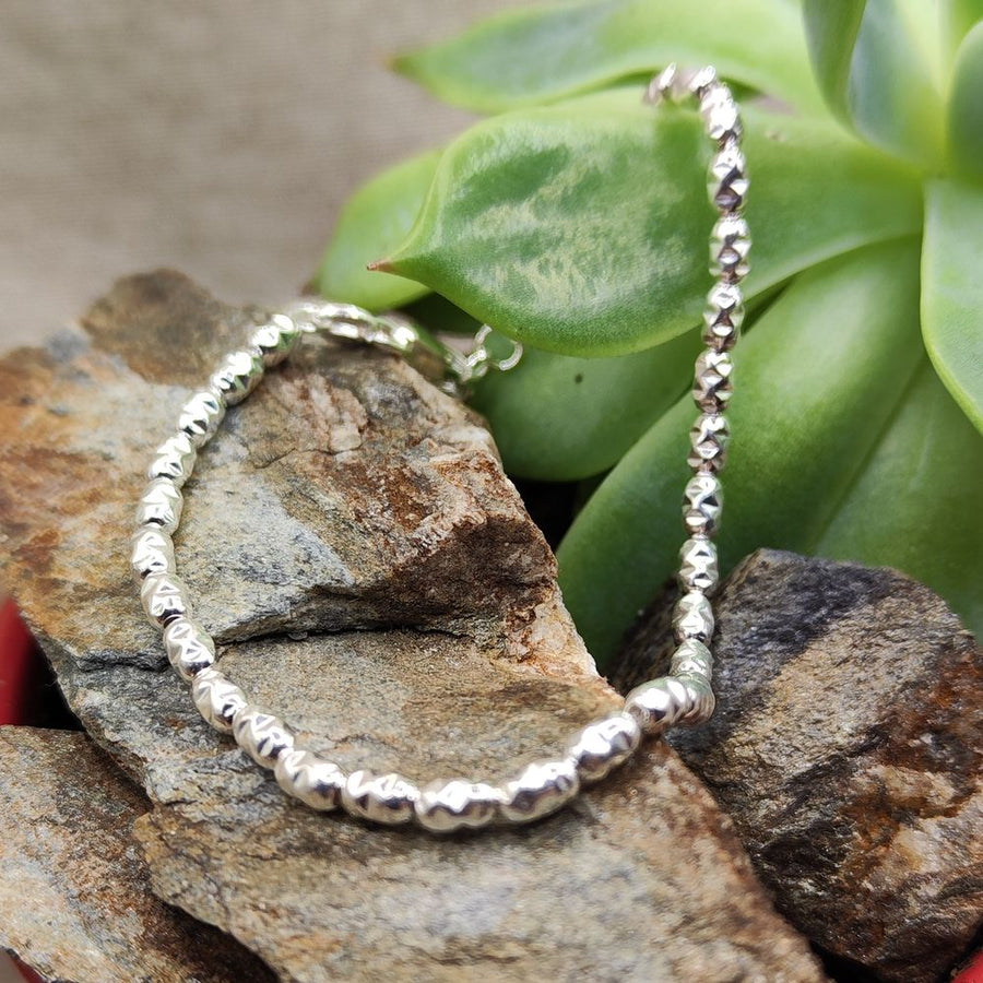 BRACCIALE ARGENTO catena a olive diamantate - EVO