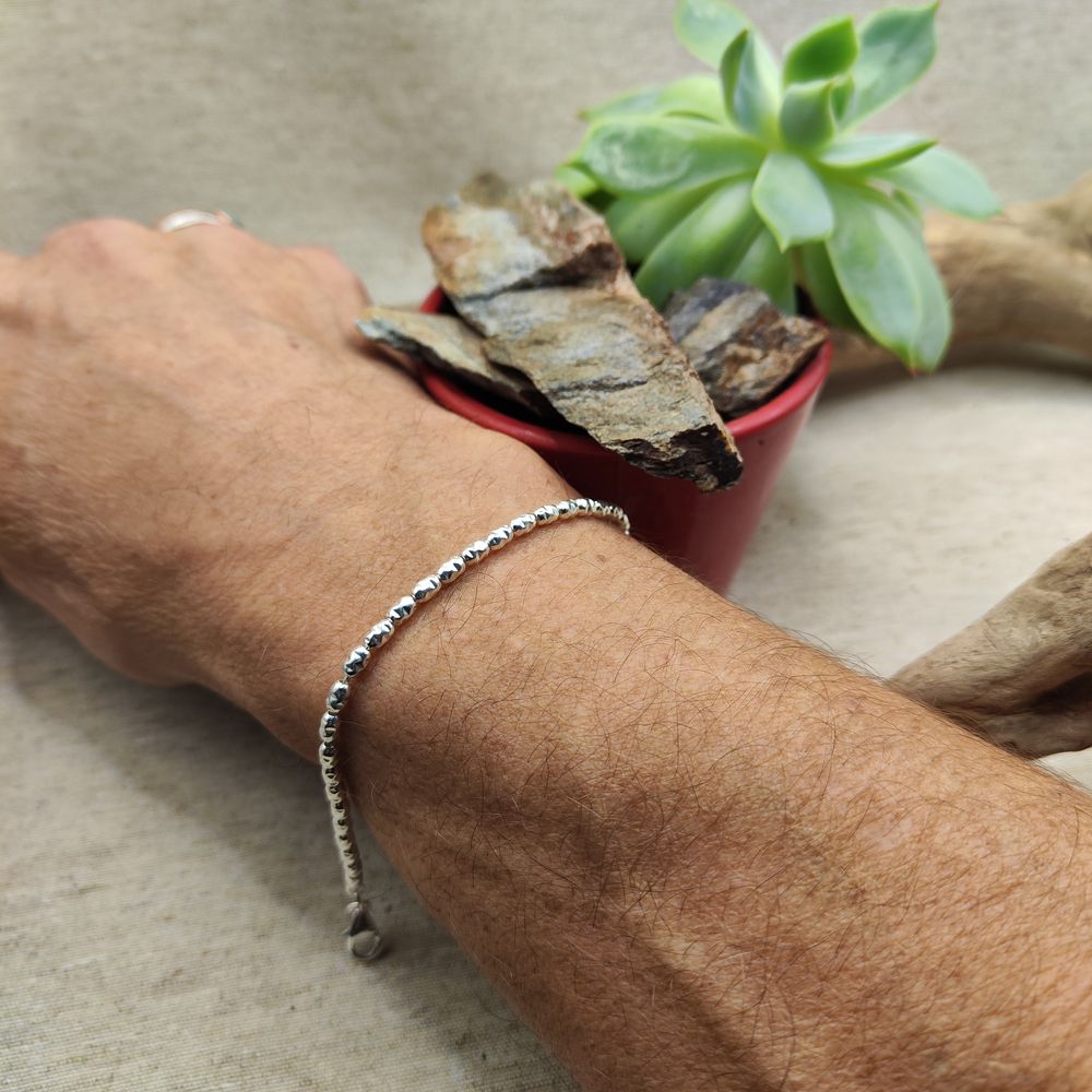 BRACCIALE ARGENTO catena a olive diamantate - EVO