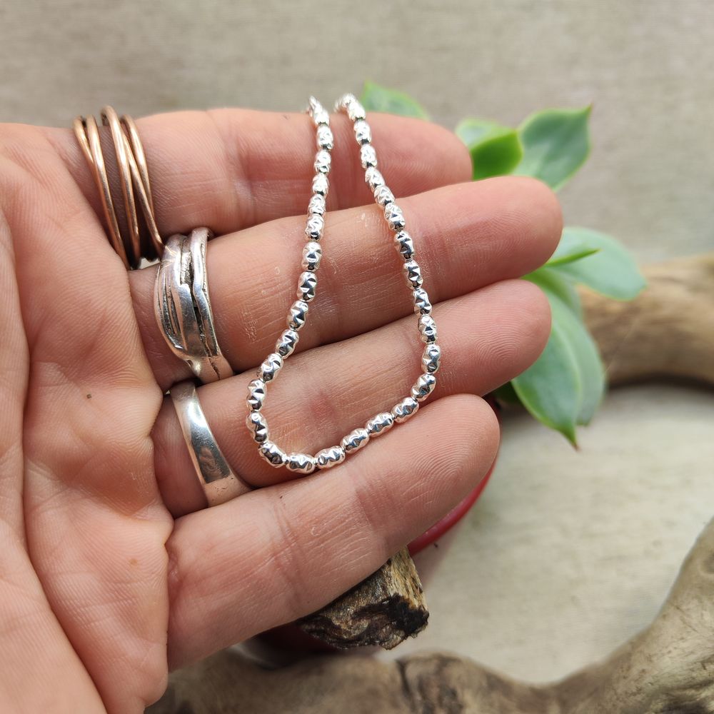 BRACCIALE ARGENTO catena a olive diamantate - EVO