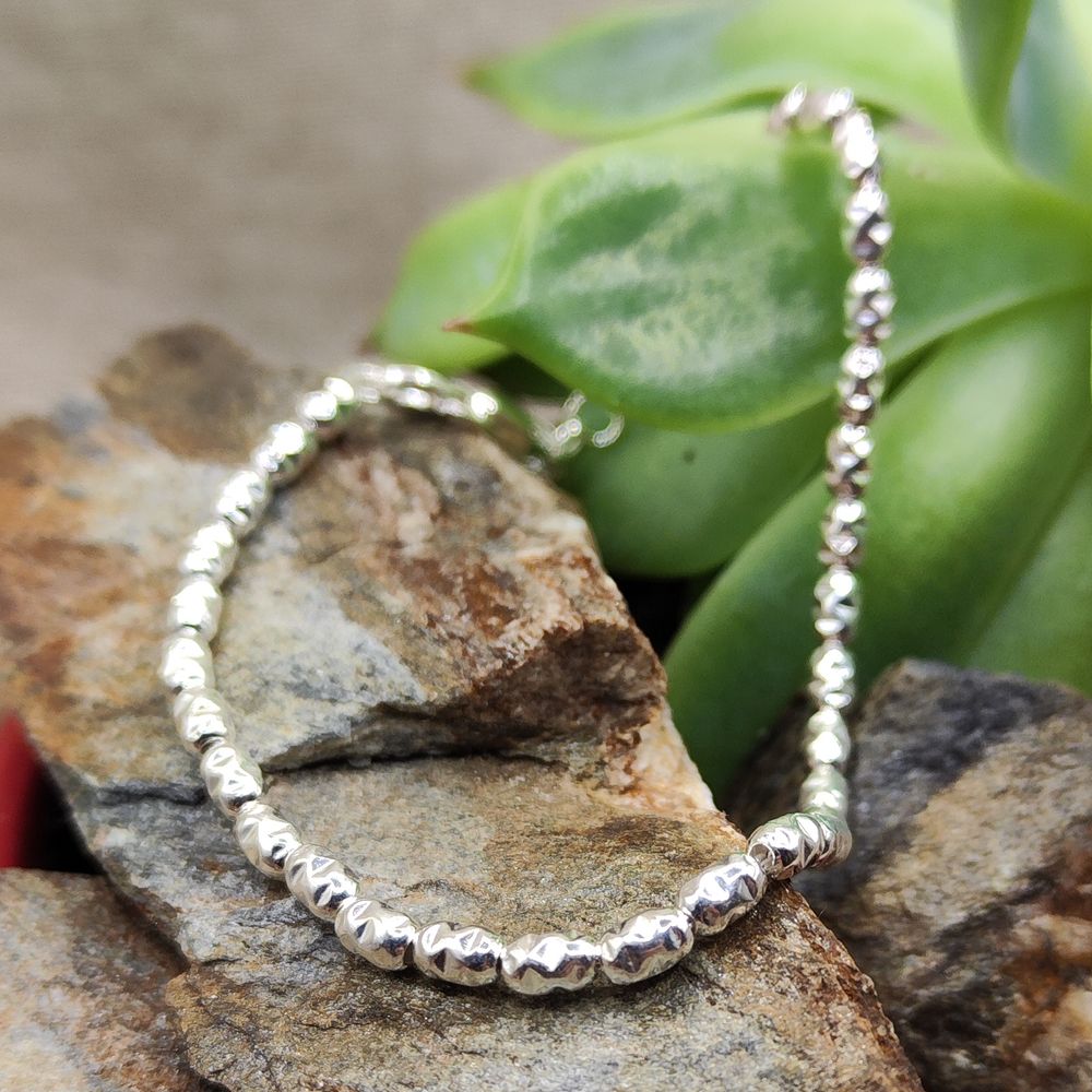 BRACCIALE ARGENTO catena a olive diamantate - EVO