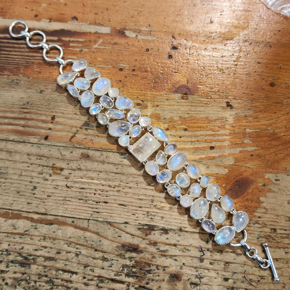 Bracciale argento 925 PIETRA DI LUNA cabouchon - LAILA