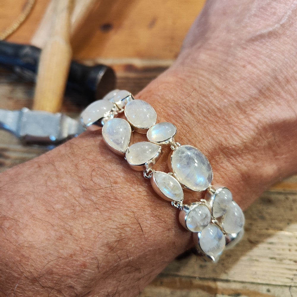 Bracciale argento 925 PIETRA DI LUNA cabouchon - DALIA