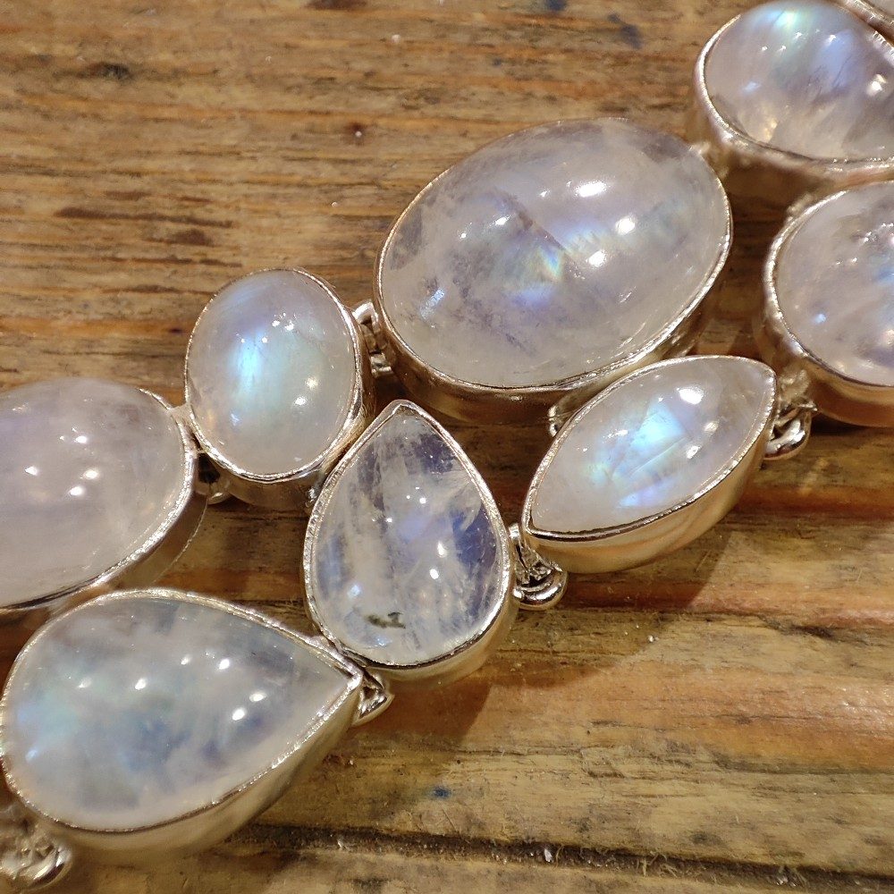 Bracciale argento 925 PIETRA DI LUNA cabouchon - DALIA
