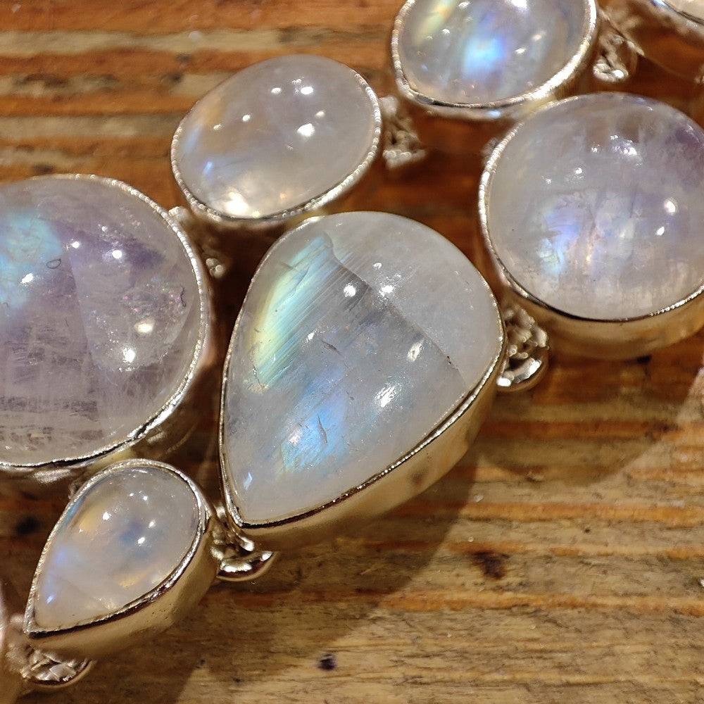 Bracciale argento 925 PIETRA DI LUNA cabouchon - DALIA