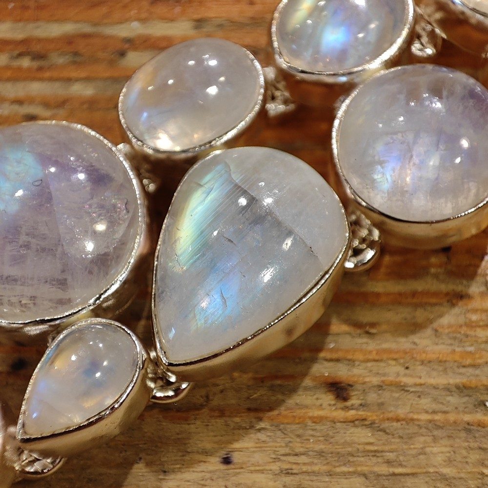 Bracciale argento 925 PIETRA DI LUNA cabouchon - DALIA