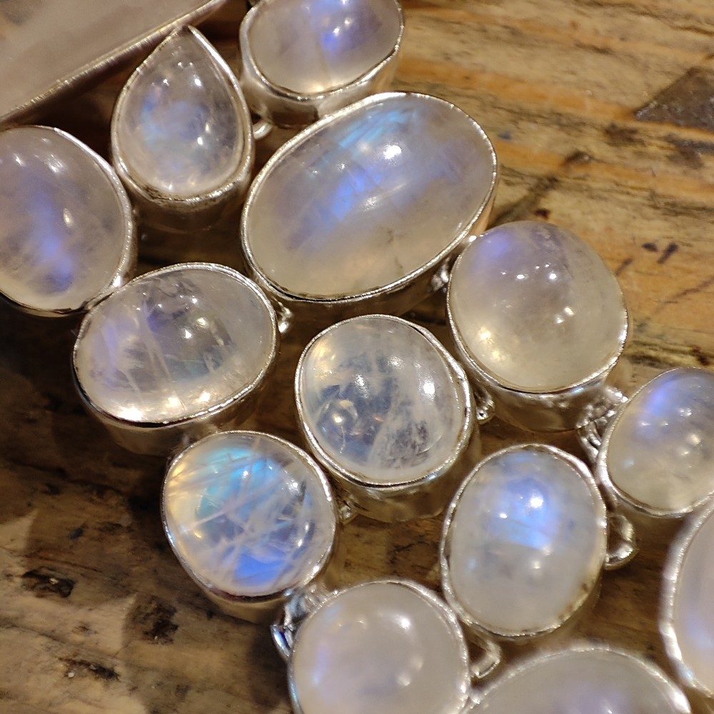 Bracciale argento 925 PIETRA DI LUNA cabouchon - LAILA