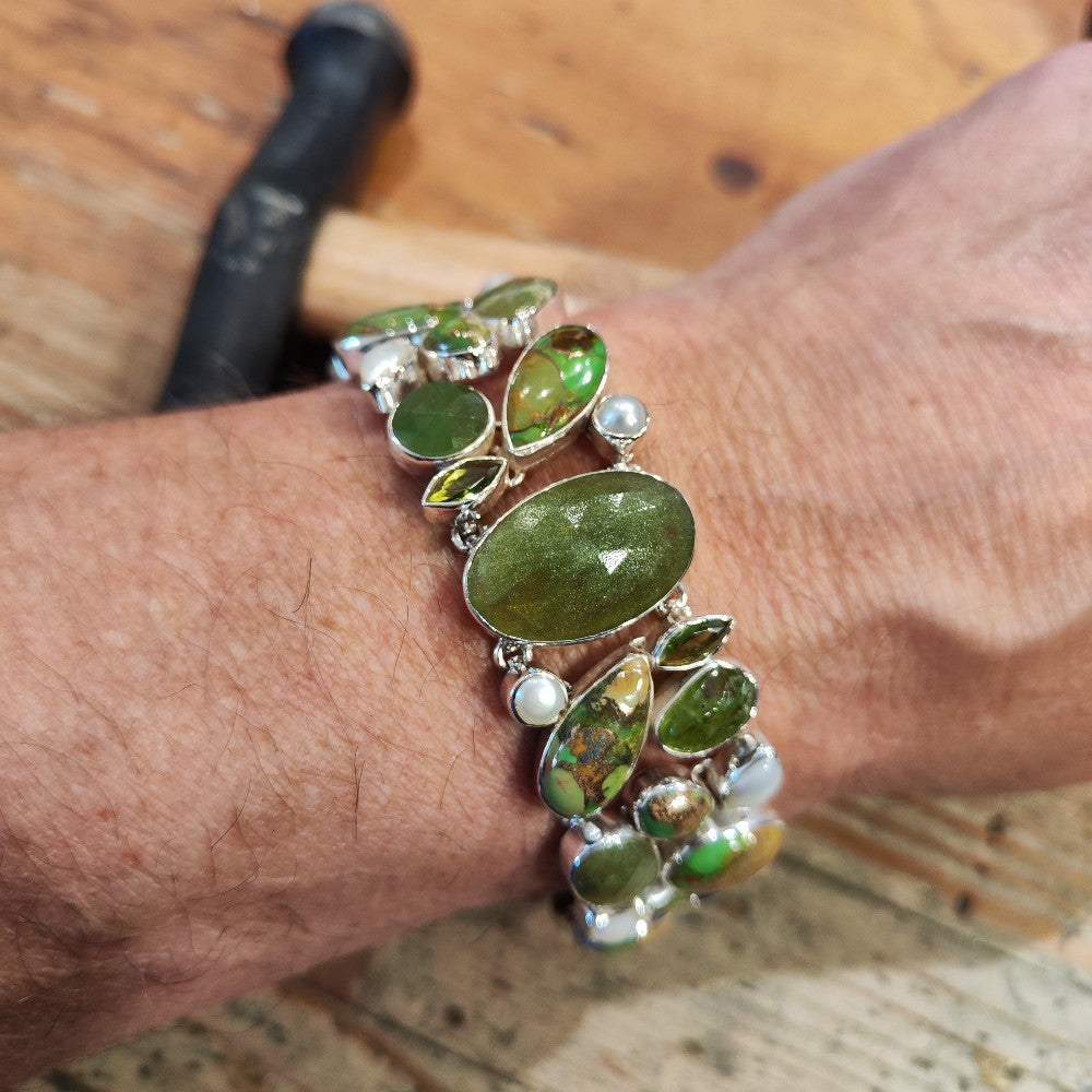 Bracciale donna argento con Prehnite - DARNISTAR