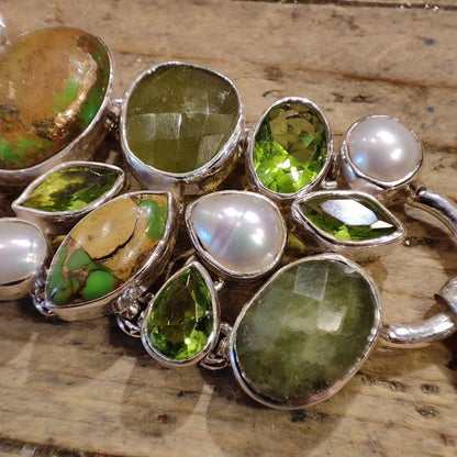 Bracciale donna argento con Prehnite - DARNISTAR