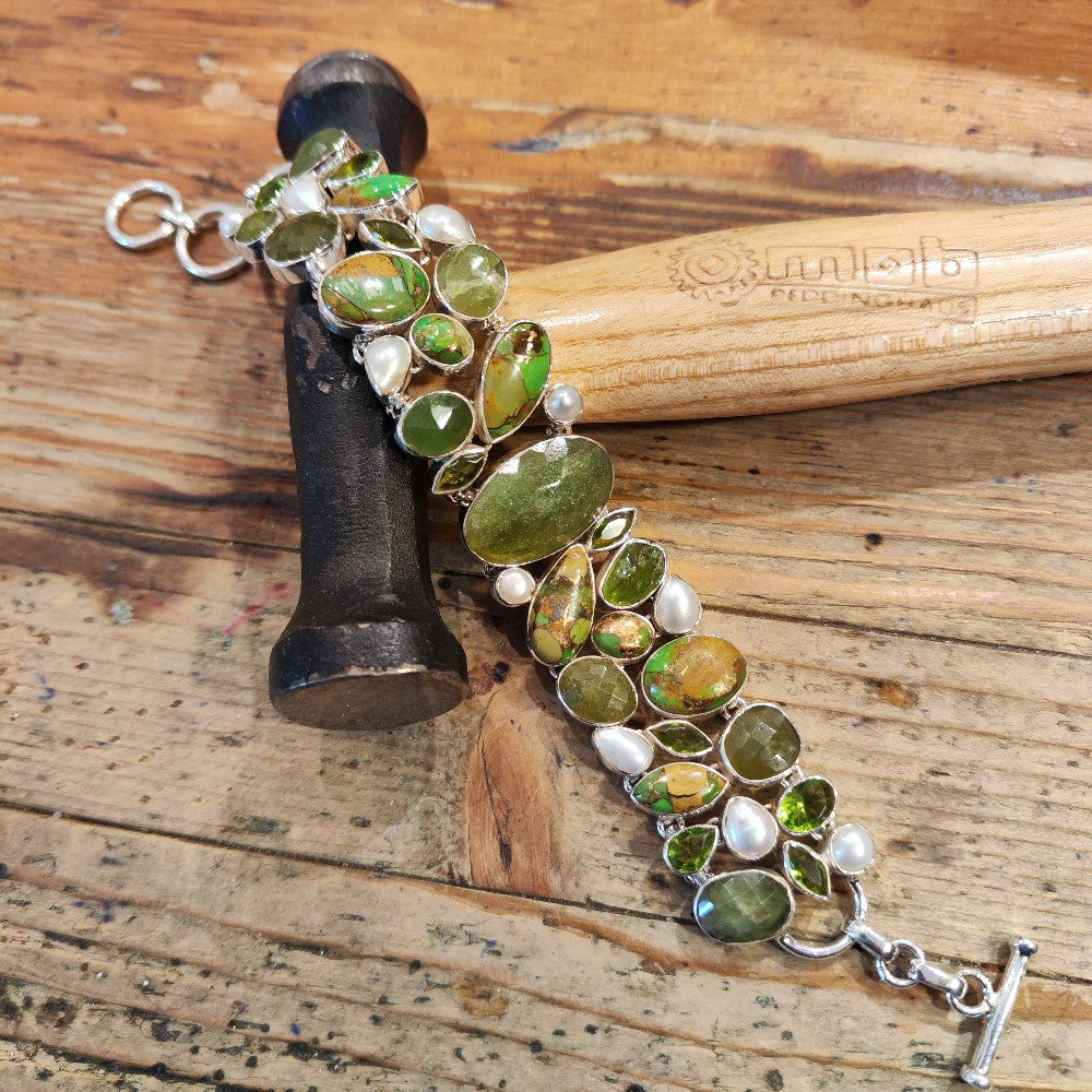 Bracciale donna argento con Prehnite - DARNISTAR