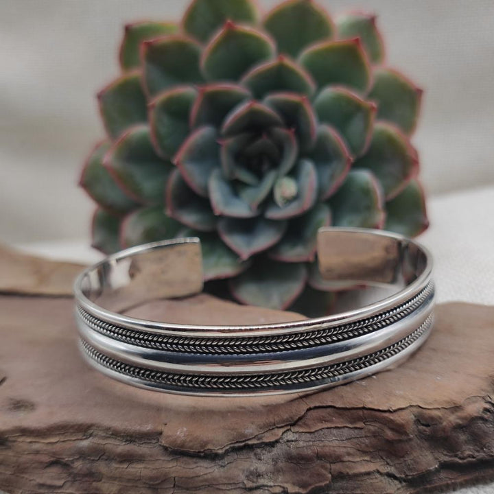 Bracciale a fascia rigido aperto in argento 925 - TRIPOLIA