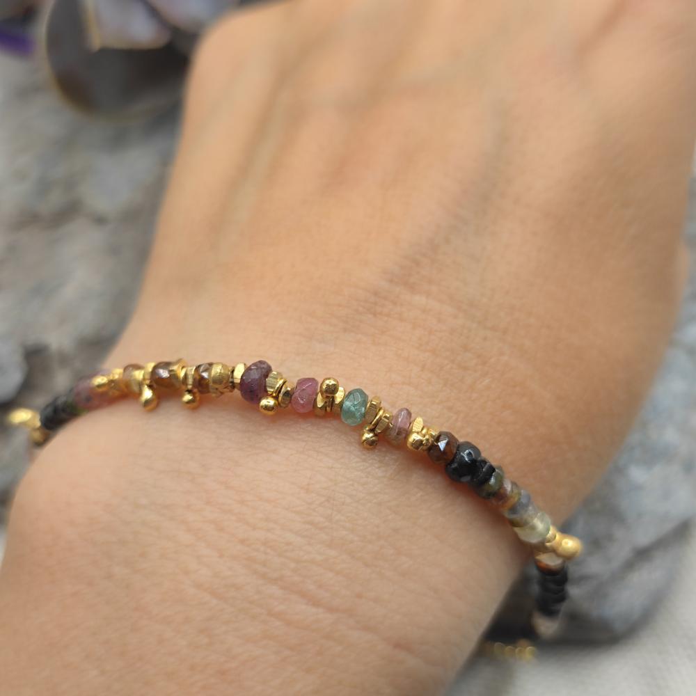 Bracciale in ottone con tormalina - SAWAI