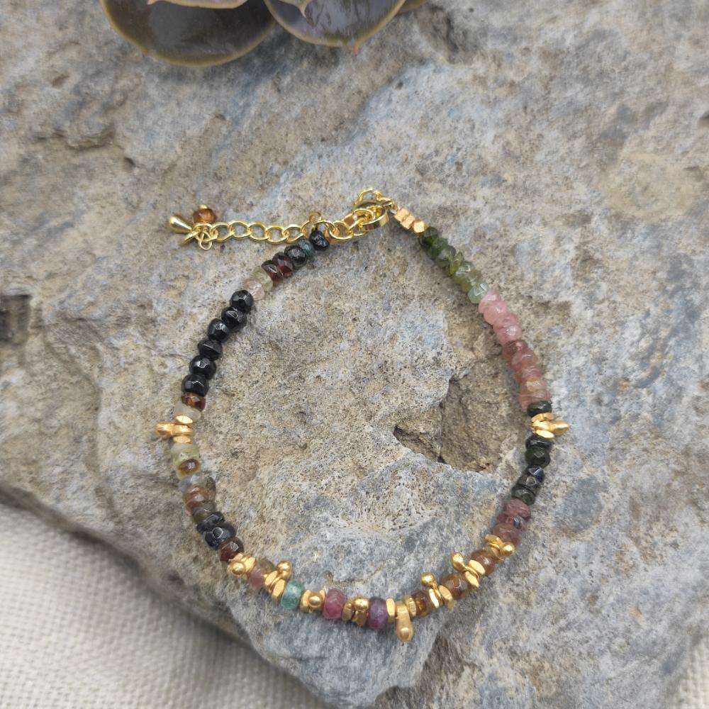 Bracciale in ottone con tormalina - SAWAI