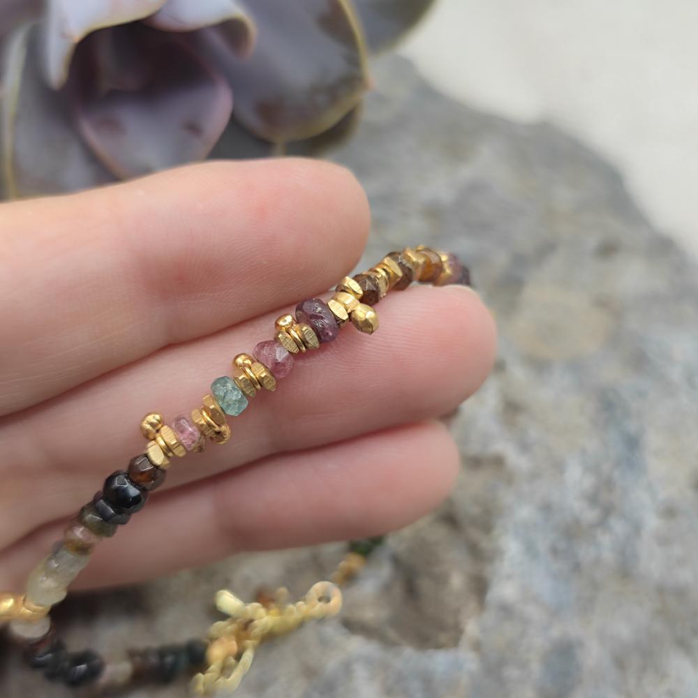 Bracciale in ottone con tormalina - SAWAI