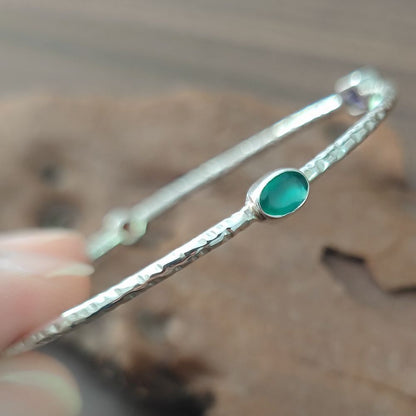 Bracciale rigido multipietra in argento 925 - KEHSPUR