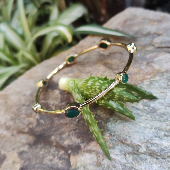 Agata verde - Bracciale rigido in ottone con pietre semipreziose - NAVRATAN