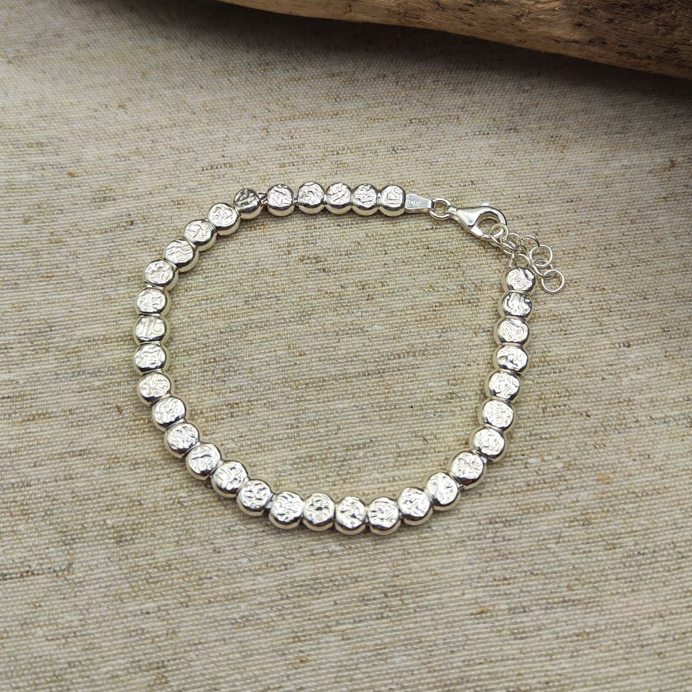 BRACCIALE ARGENTO a tubi piatti martellati grandi - JUSSA