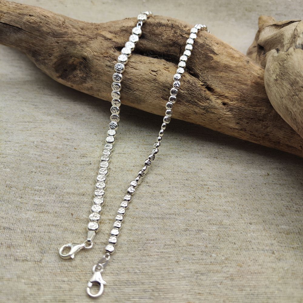 BRACCIALE ARGENTO a tubi piatti martellati grandi - JUSSA