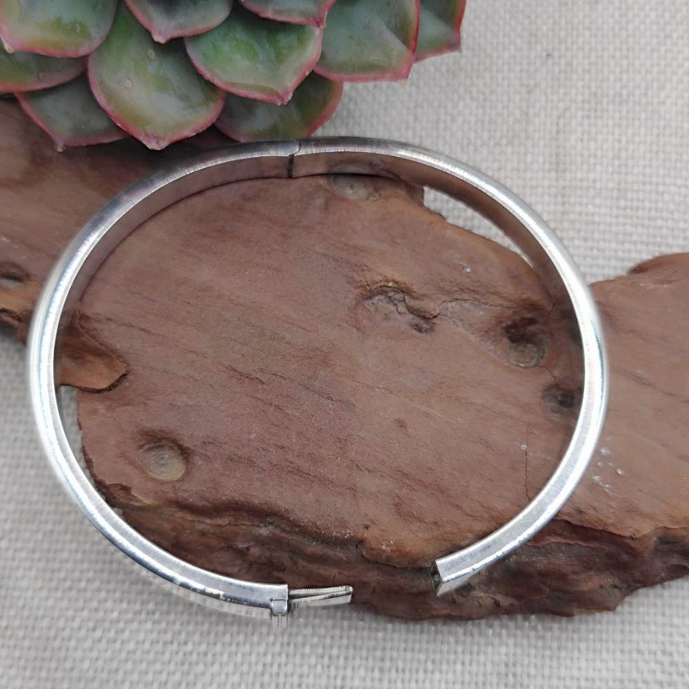 Bracciale lucido rigido apribile in argento 925 - HYERABAD