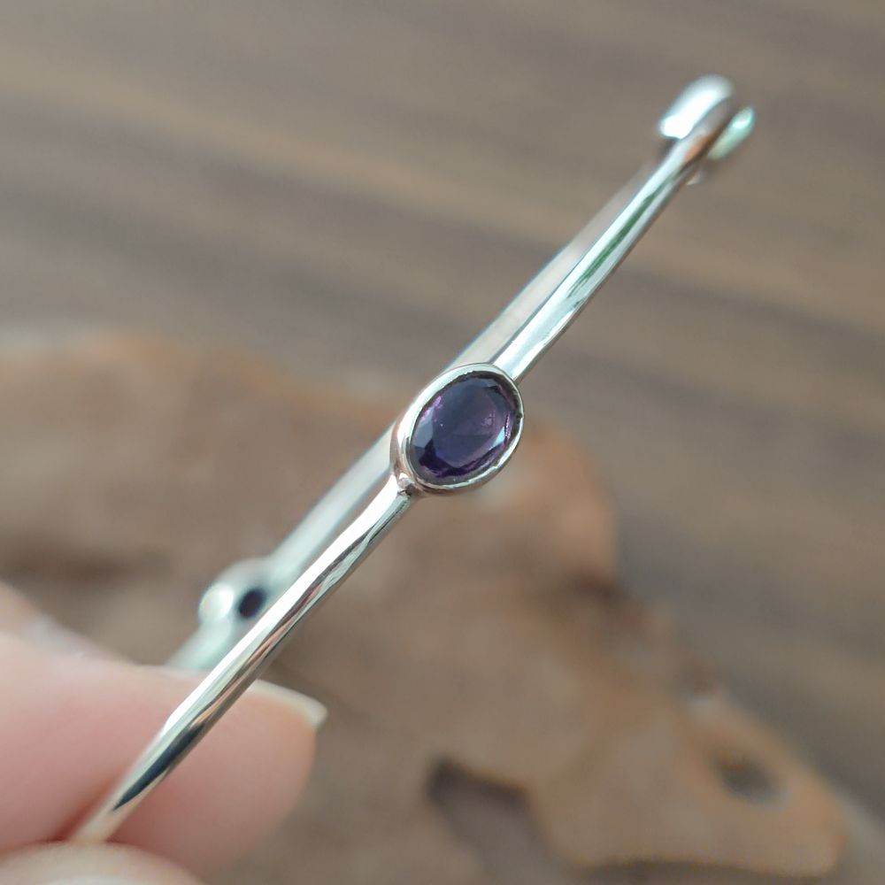 Bracciale rigido con pietra in argento 925 - BARIKUL