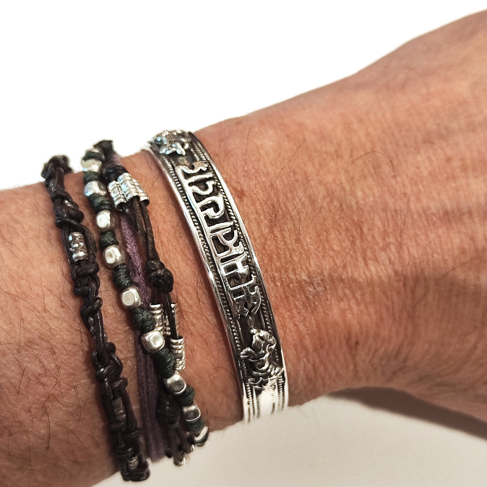 Bracciale OM MANI PADME HUM in argento 925 - DORJE