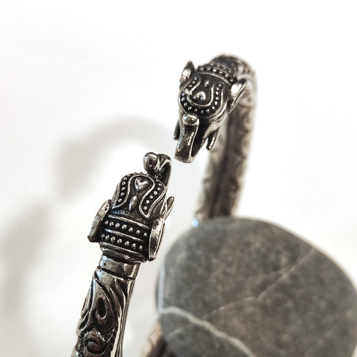 Bracciale DUNDA in Argento 925 con Elefanti – Artigianato Indiano dettagli elefanti