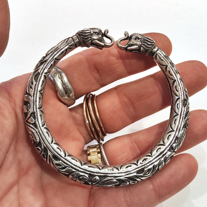 Bracciale DUNDA in Argento 925 con Elefanti – Artigianato Indiano