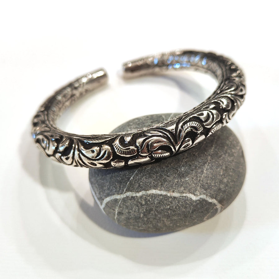 Bracciale NIRIL in Argento 925 – Artigianato Indiano Floreale Handmade
