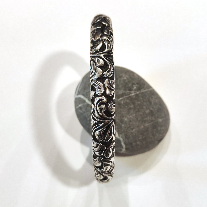 Bracciale NIRIL in Argento 925 – Artigianato Indiano Floreale Handmade