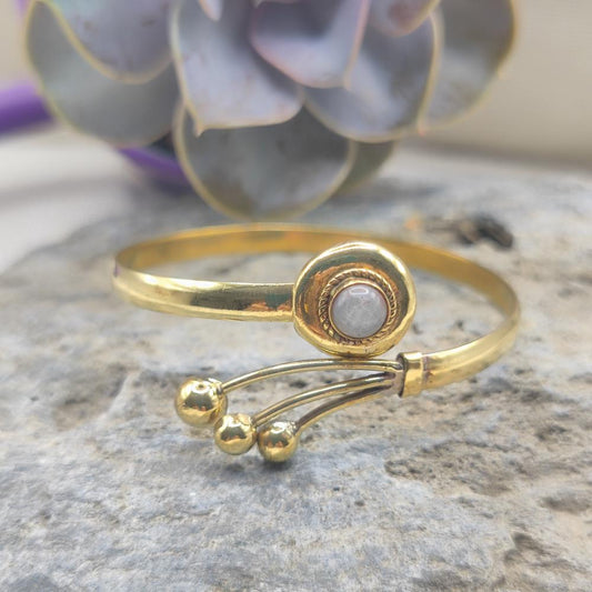 Bracciale rigido in ottone pietra di luna - SAMUDRA