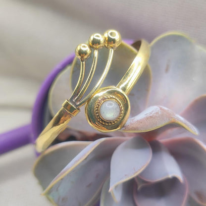 Bracciale rigido in ottone pietra di luna - SAMUDRA