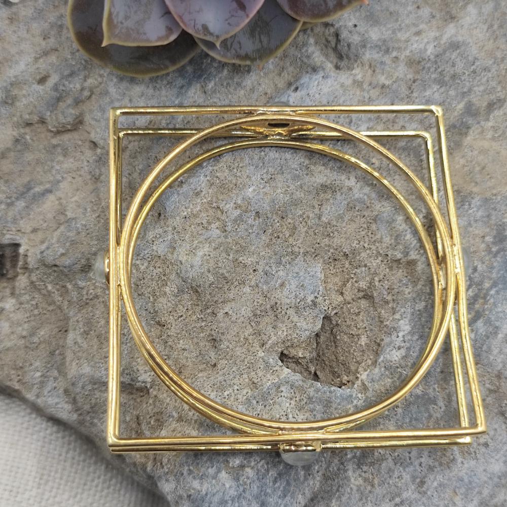 Bracciale rigido in ottone pietra di luna - VELARA