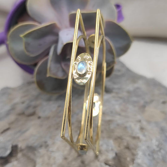 Bracciale rigido in ottone pietra di luna - VELARA