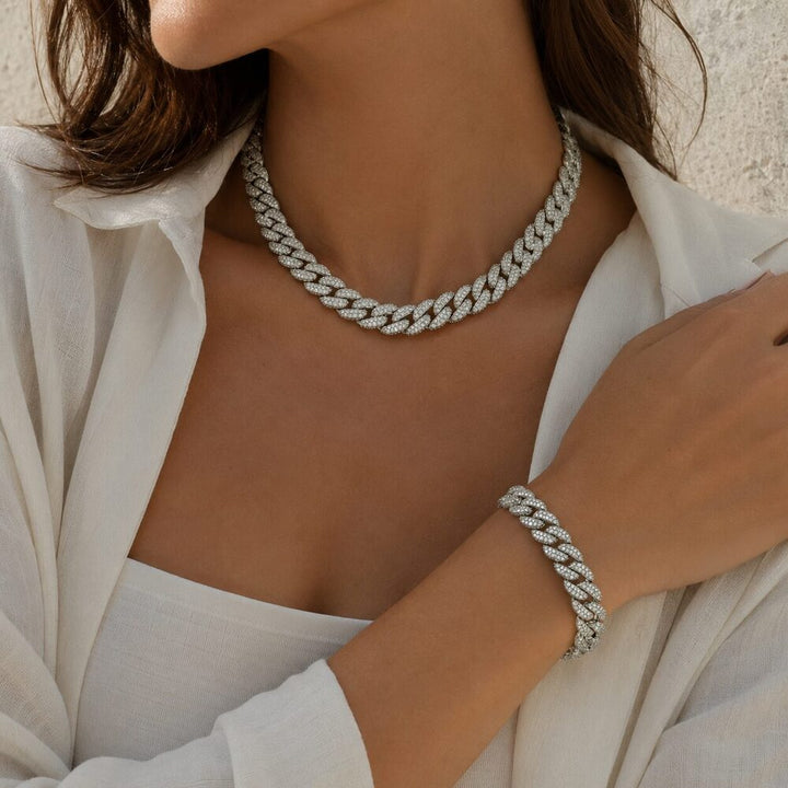 Set collana e bracciale in argento 925 con zirconi – YASMINA e LAYLA