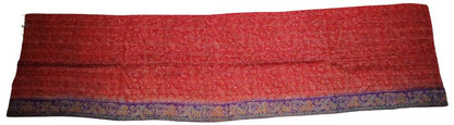 Sciarpa KANTHA con tessuti vintage misto seta ricamo a mano ocra-rosso