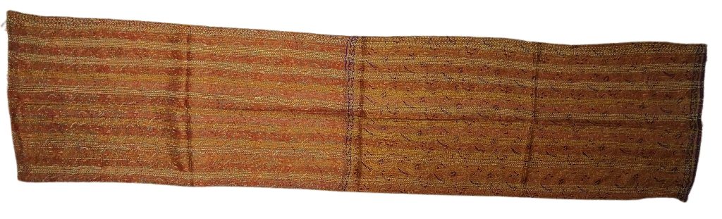 Sciarpa KANTHA con tessuti vintage misto seta ricamo a mano gialla – immagine2