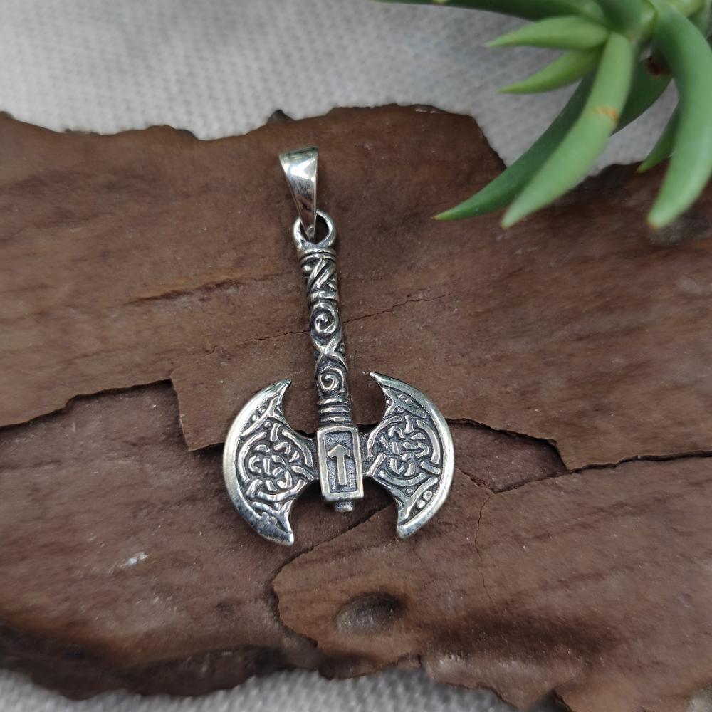 Ciondolo ascia vichinga in argento 925 - THOR