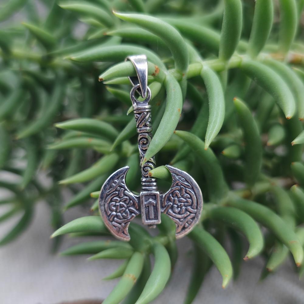 Ciondolo ascia vichinga in argento 925 - THOR