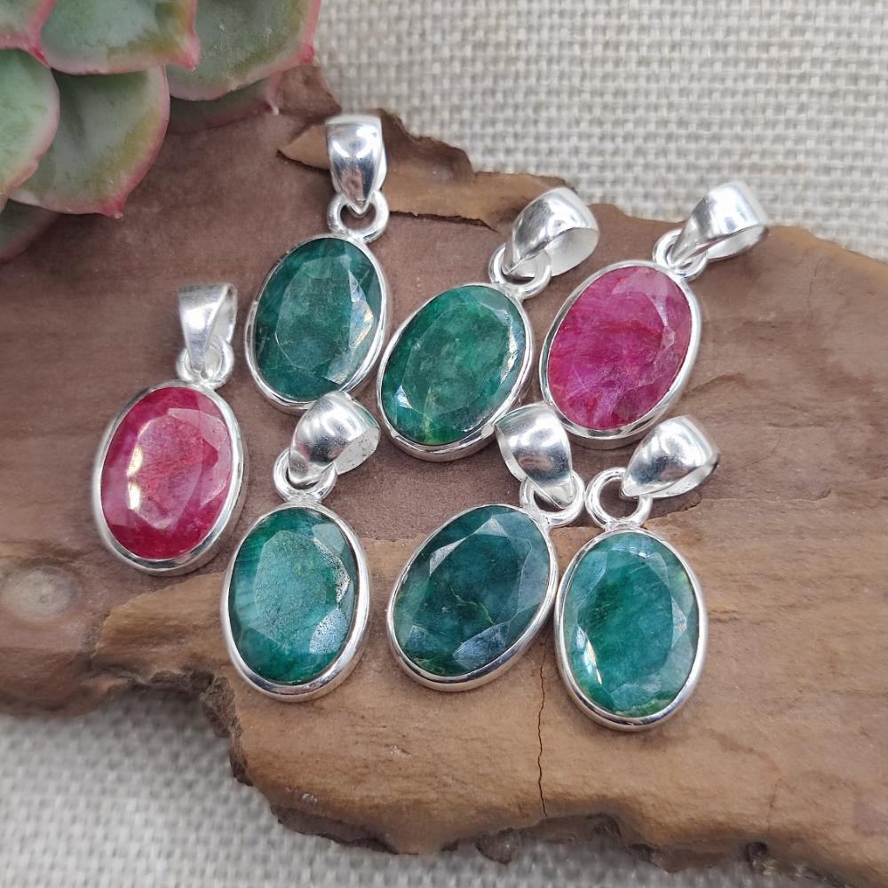 Ciondolo ovale in argento 925 radice di rubino - SINGAPUR